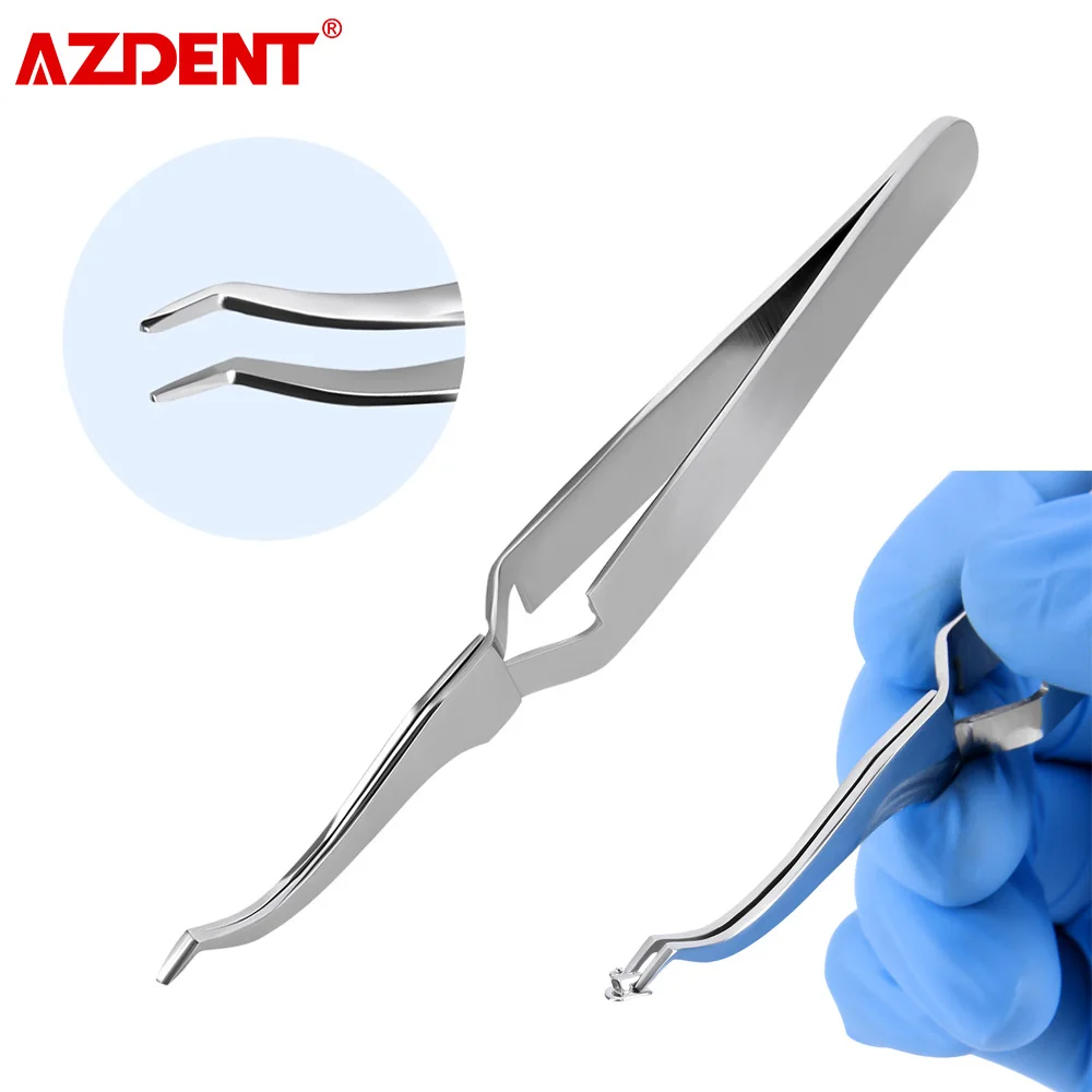 AZDENT Dental Orthodontic Tweezer Buccal Tube Tweezers 13.5cm Stainless Steel Plier Dentistry Instruments Dentist Tools