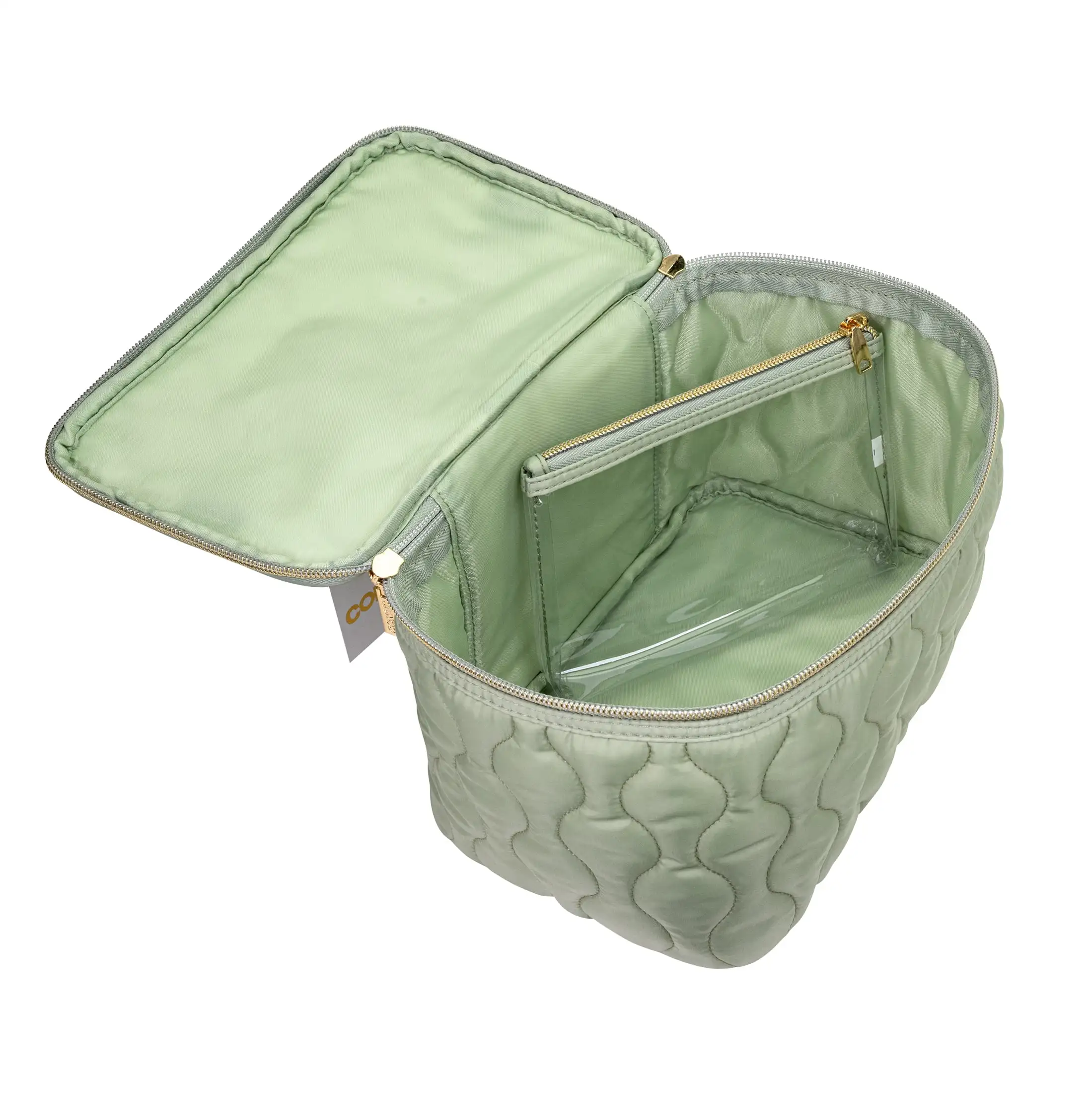 Train Case Quilt 2-teilige Kosmetiktasche in Salbeigrün, Make-up-Tasche, Make-up-Tasche, Make-up-Tasche