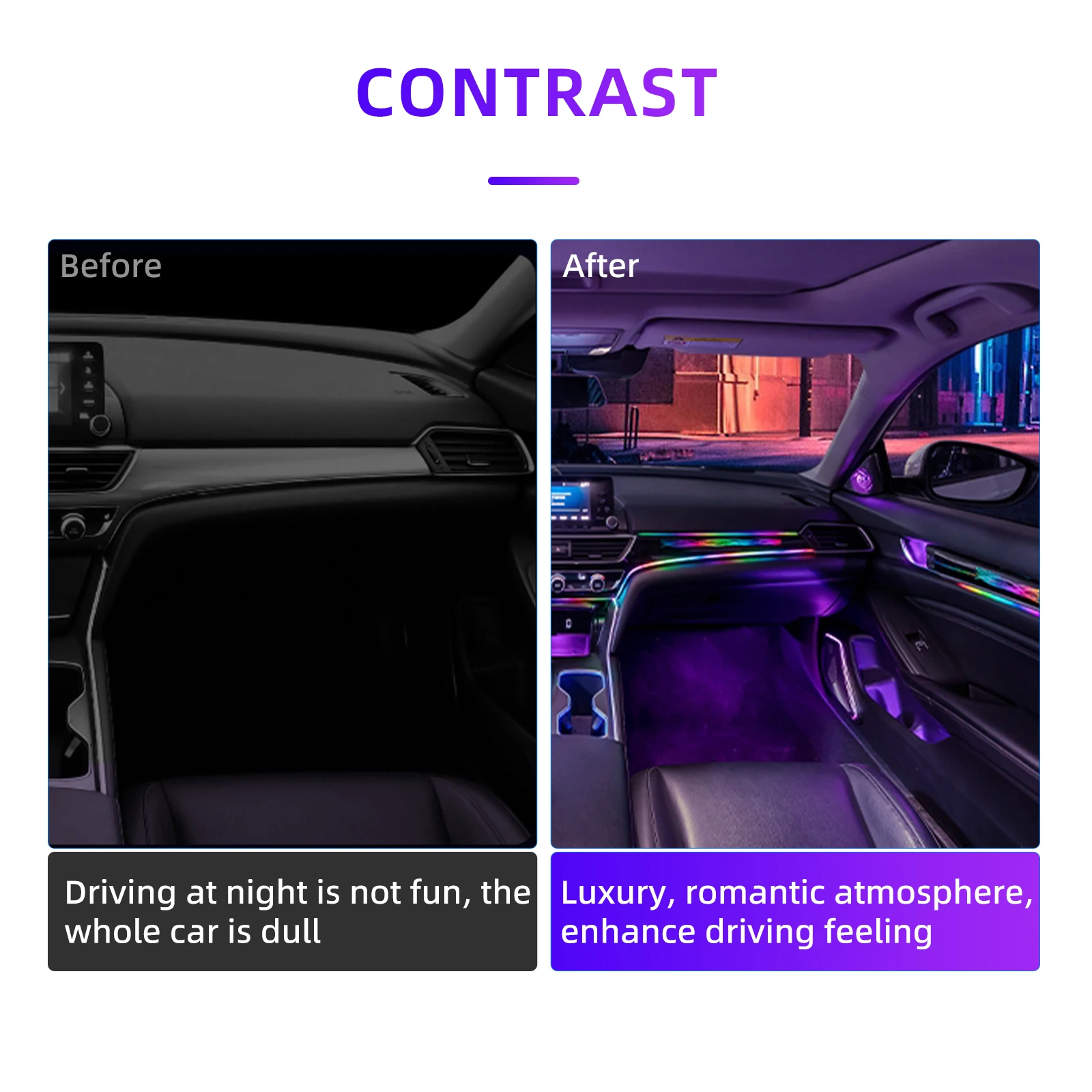 Auto systems LED Acrylic fiber optic Multicolor RGB symphony Chasing Door and Foot Kit Car interior Ambient Lighting For Accord