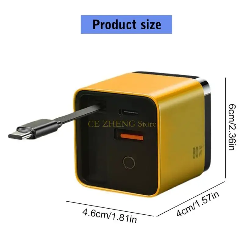 E56B PD80W 빠른 충전기 개폐식 USB C 코드 2 포트 충전 접이식 설계