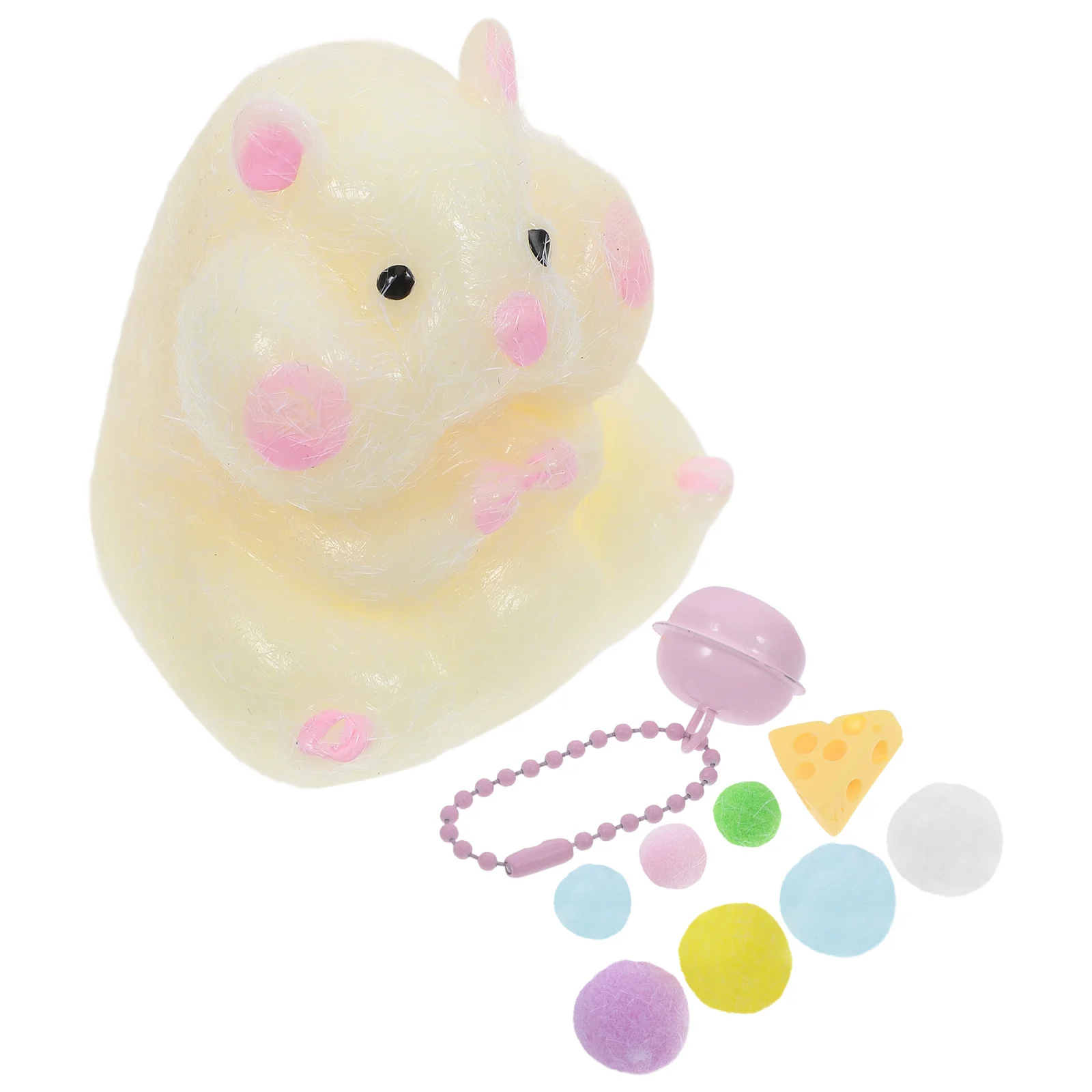 Animales de peluche para bebés, ratón pequeño de dibujos animados, modelo de juguete compacto, estrés, juguetes de forma adorables, amarillo, flexible, para apretar