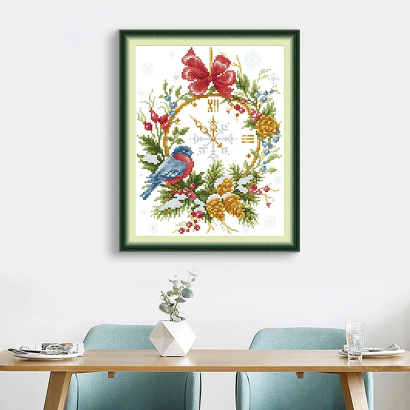 

Soulgift Stamped Pre-Printed Cross Stitch Kits, 9CT/11CT/14CT/16CT Fabric With DMC Threads, Easy To Follow - Christmas Is Coming