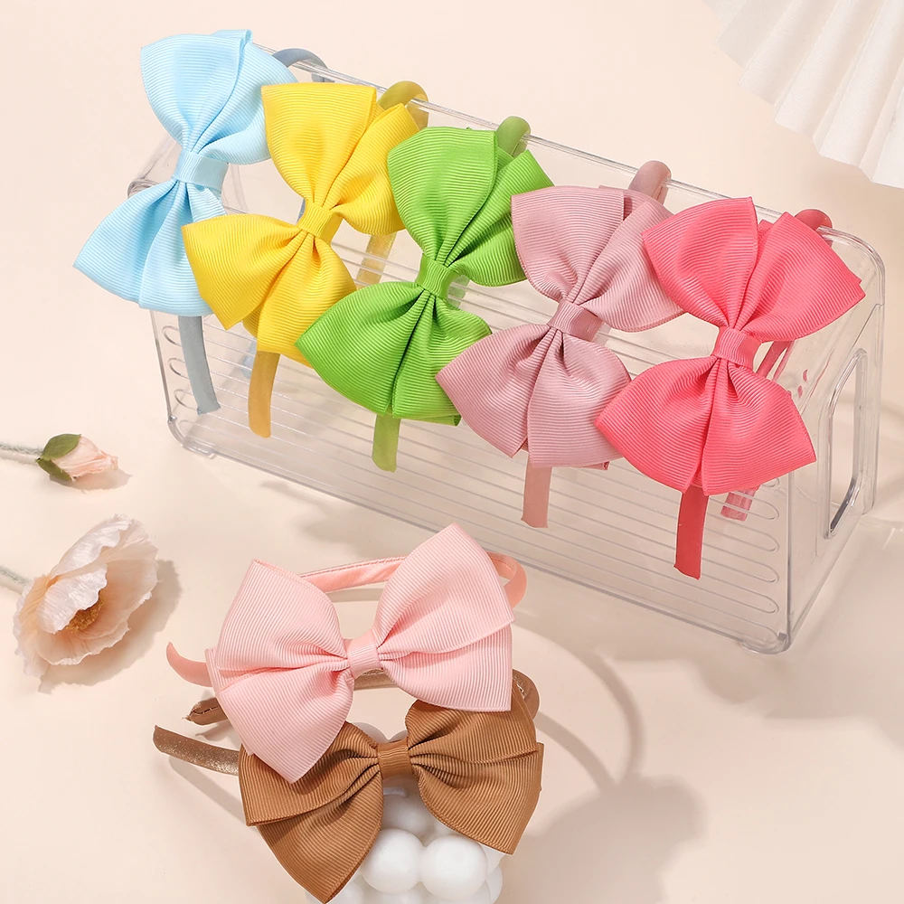 Diadema de flores grandes de 3,7 pulgadas para niña, cinta de grogrén para el pelo hecha a mano, accesorios para el cabello, regalos