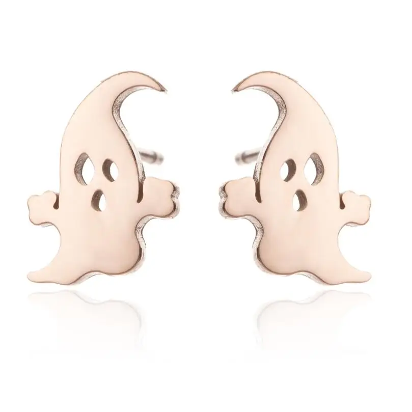 Fancy Cartoon Flatback Skull Stud Earrings For Women Small Stainless Steel Gold Plated Elf Ears Vintage Earrings Accessories