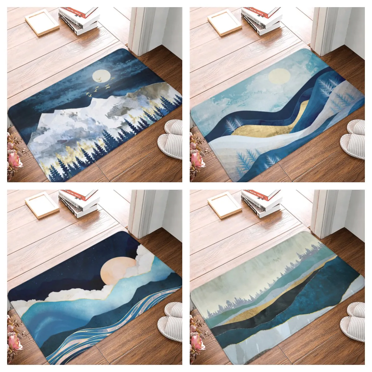 

Blue Marble peak Carpet Entrance Doormat Bath Floor Rugs Absorbent Mat Anti-slip Kitchen Rug for Home Decorative Foot mat