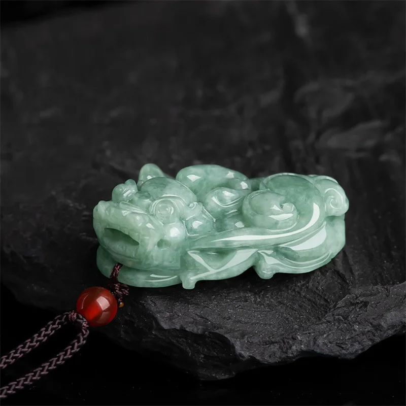 

Jiale/Hand-Carved/ Natural Jade Ru Yi Pi Xiu Emerald Necklace Pendant Fine Jewelry Gift Accessories for Men and Women Couples