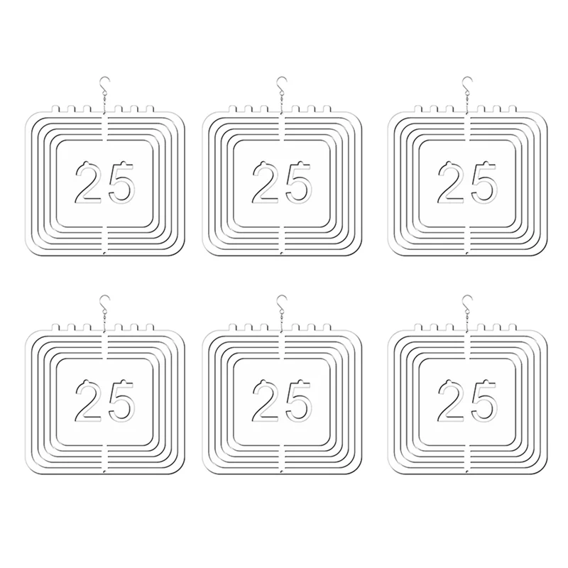 

VOFUN-6 Pack Hanging Wind Spinners Christmas Gift 10Inch For Christmas 25 Garden Decoration