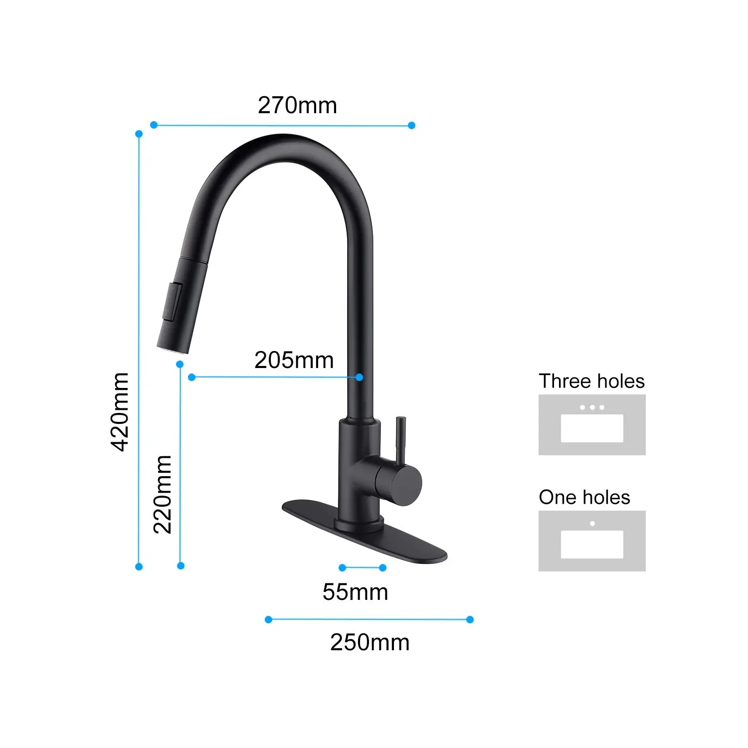 Grifo de cocina extraíble con Sensor de níquel cepillado, grifo mixto de inducción inteligente negro de acero inoxidable, grifo de fregadero con Control táctil