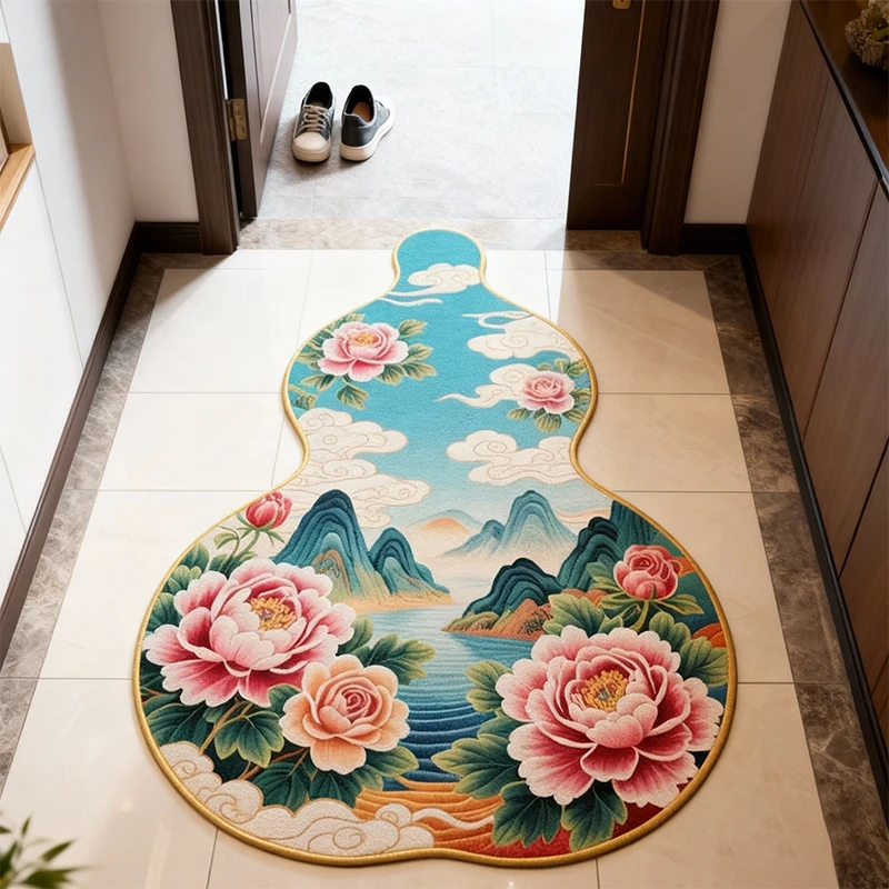 Chinese Gourd Shape Carpet Sofa Table Rug Living Room Home Decor Anti Slip Floor Mat Bedroom Bedside Soft Rug