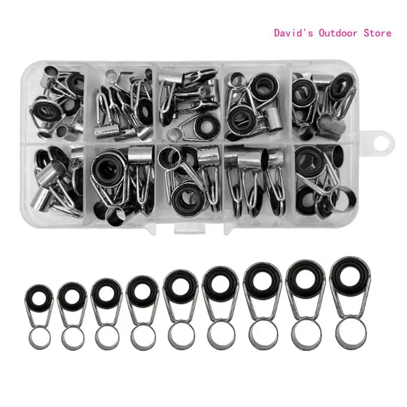 45Pcs Rod Repair Kits Fishing Rod Line Guide Rings Ceramic Rings Rod Tip Guide X3UA