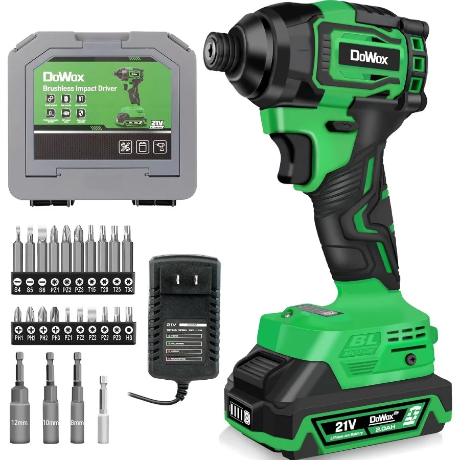 2035 In-lbs Kit Obeng Impak Bertenaga 21V MAX Brushless Tanpa Kabel dengan Chuck Hex 1/4 inci, Pengaturan 4 Kecepatan, Termasuk 24