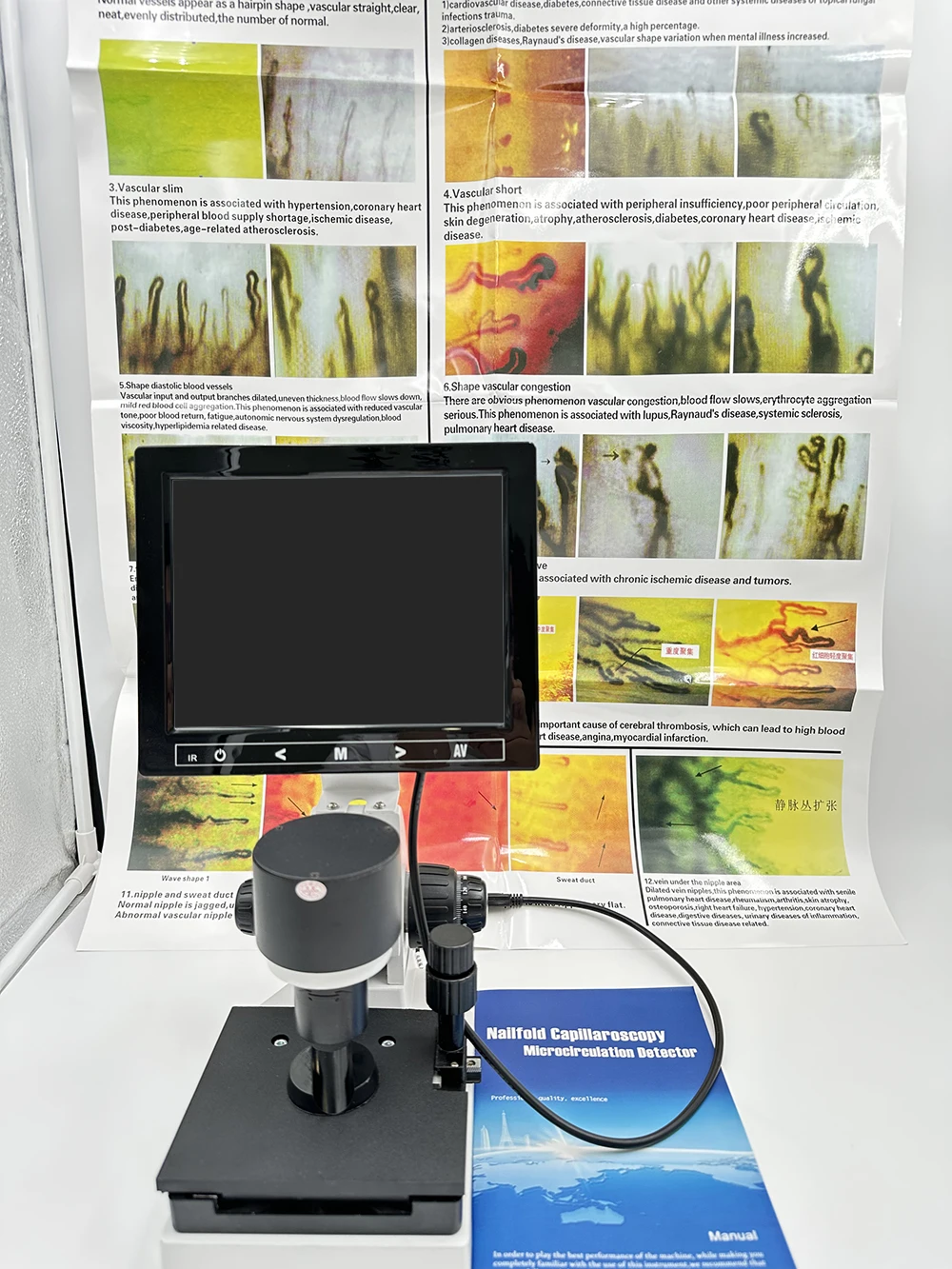 Nailfold Capillary digital usb microscope 8-inch LCD Digital Microscope Biological USB for Blood display