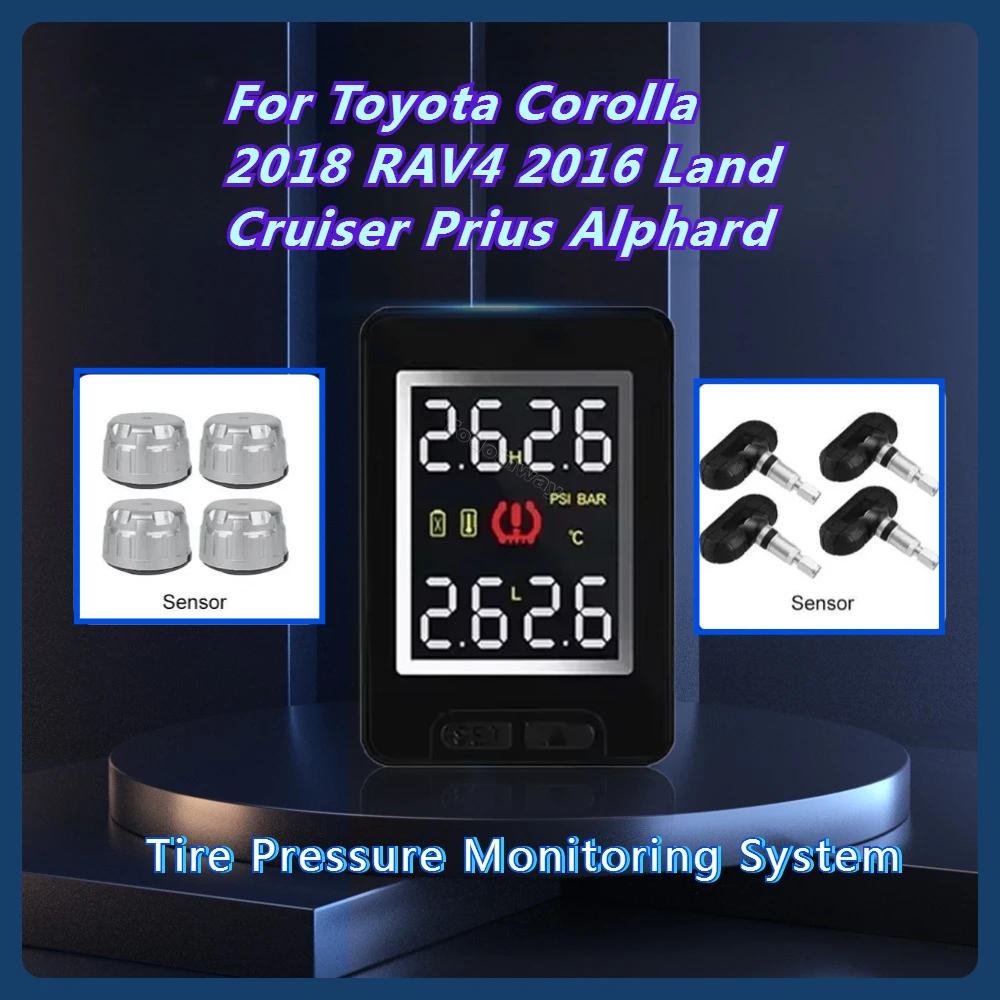 

Wireless TPMS Tire Pressure Monitoring System 4 Sensors for Toyota Corolla 2018 RAV4 2016 Land Cruiser Prius Alphard Interior