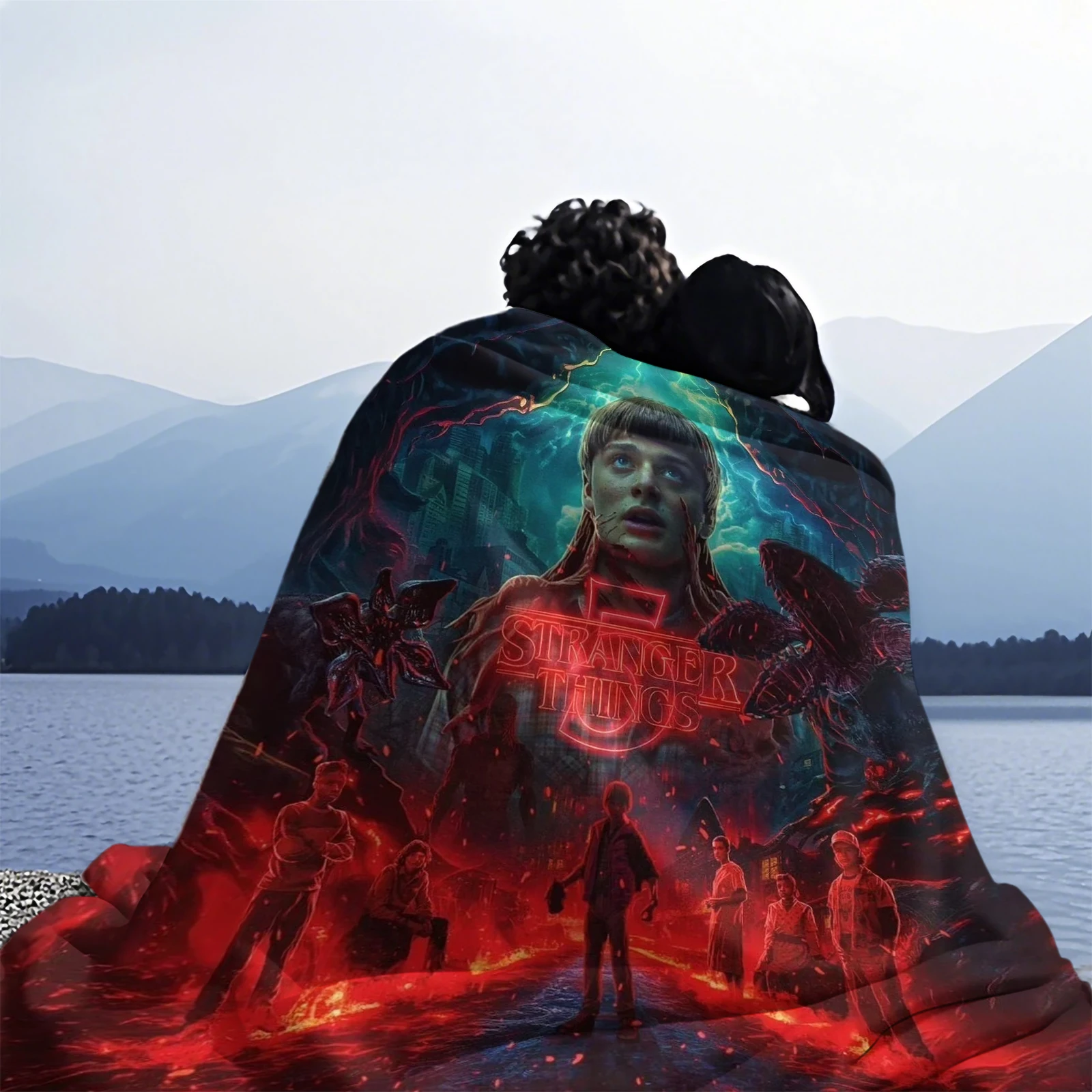 1PC Science Fiction Horror S-Stranger T-Things Printed Blanket Super Soft Flannel Blanket Must-Have for Horror Fandom Collectors