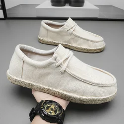 Summer Fashion Canvas Men's Casual Shoes Handmade Weaving Fisherman Shoes Fashion Casual Flat Espadrilles Driving Shoes Big Size