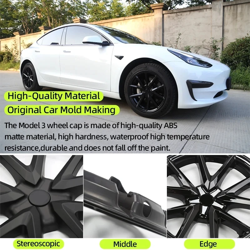 4PCS Wheel Caps 18 Inch HubCap Automobile Performance Replacement Hub Cap Full Rim Cover For Tesla Model 3 2020-2023 Accessories