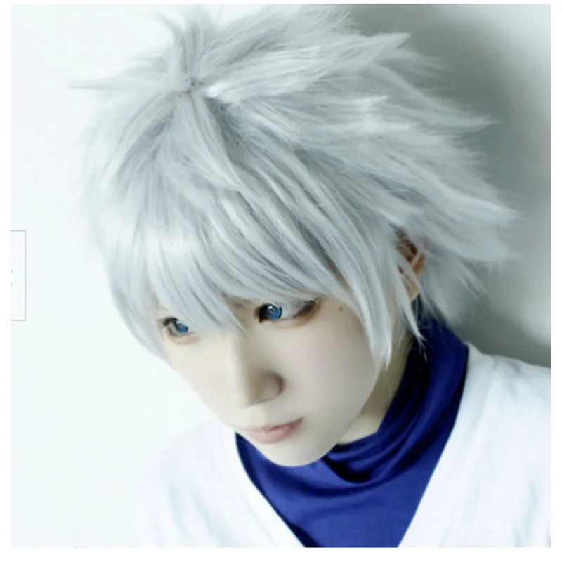 

Hunter × Hunter Killua Zoldy Шиньон Парик Аниме Косплей Аксессуар Короткий Парик
