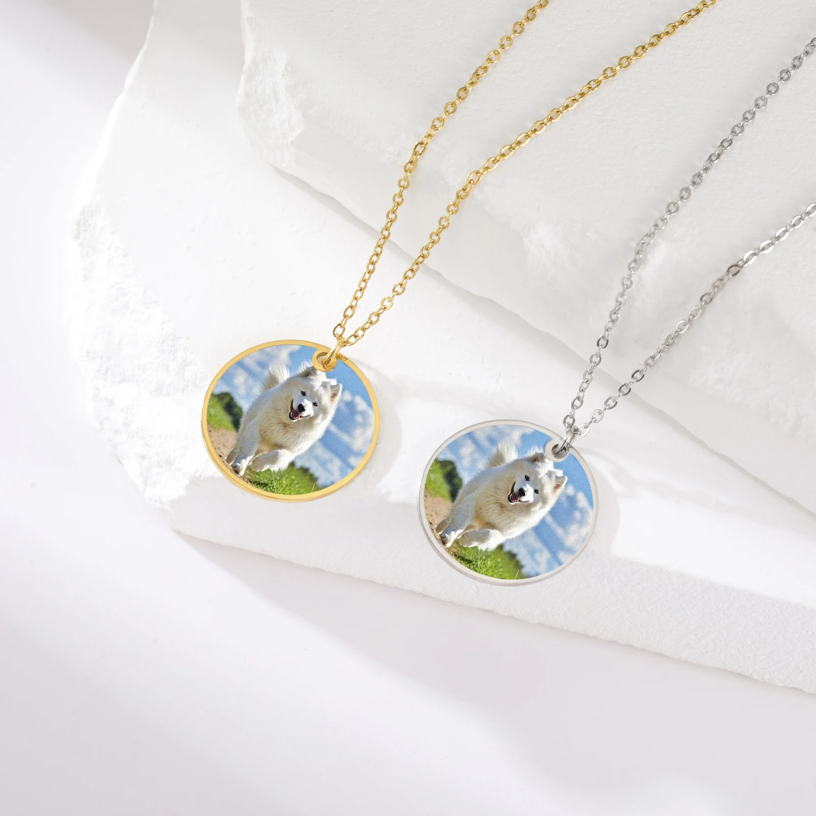 مخصص صور قلادة قلادة الفولاذ المقاوم للصدأ صورة شخصية النص سلسلة مجوهرات للرجال امرأة زوجين الأسرة هدية الكريسماس #1