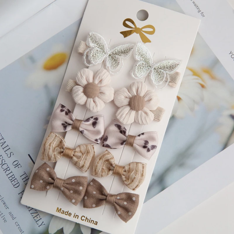 Trendy Adorable Children\'s Flower Hair Accessories Hair Clips Toddler Headwear Hair Decorations for Girls Cute Hairpins 10Pcs