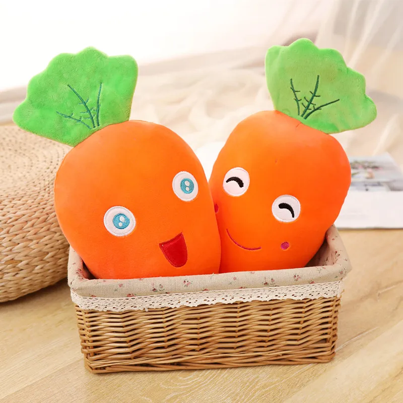 Poduszka pluszowa w kształcie marchewki z wyrazistymi emocjami, 40 cm, wypełniona bawełną, miękka poduszka roślinna, bardzo miękki pluszak, prezent.