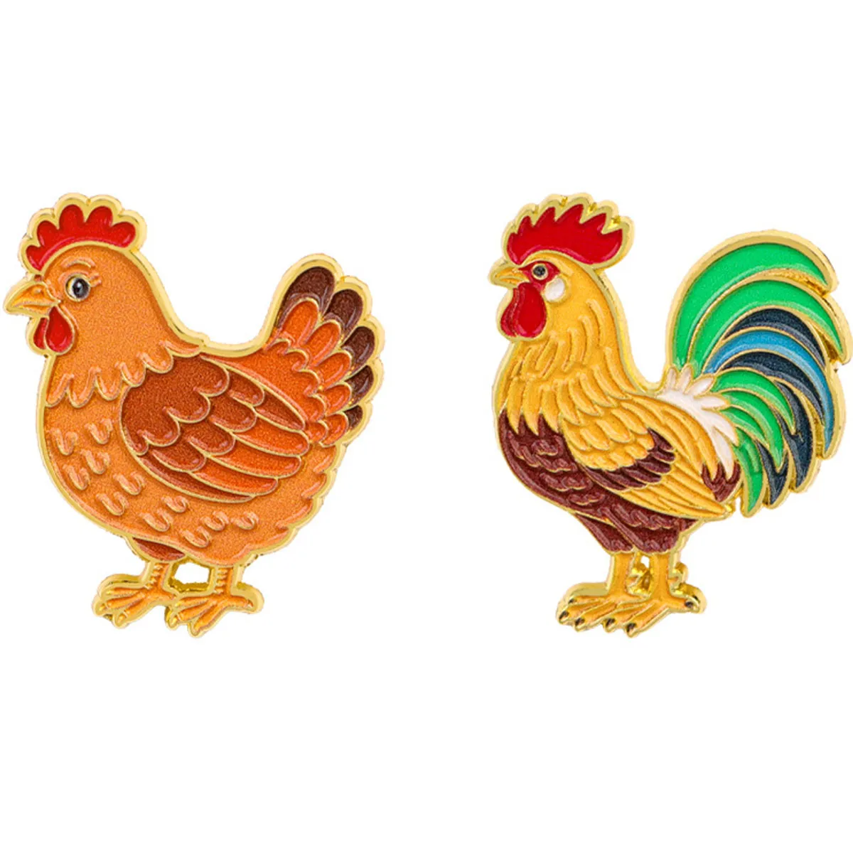 Enamel Pins Hen Rooster Brooches Badges Lapel Pins Badge on Backpack Clothing Accessories DIY Fashion Jewelry Animals Decoration