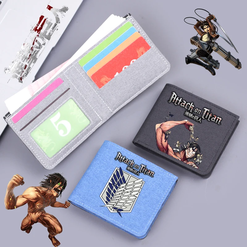 

Холщовый кошелек «Атака Титанов», короткий складной кошелек, аниме, мужской держатель для карт, чехол для кредитных карт, кошельки для монет, многофункциональные кошельки, подарки