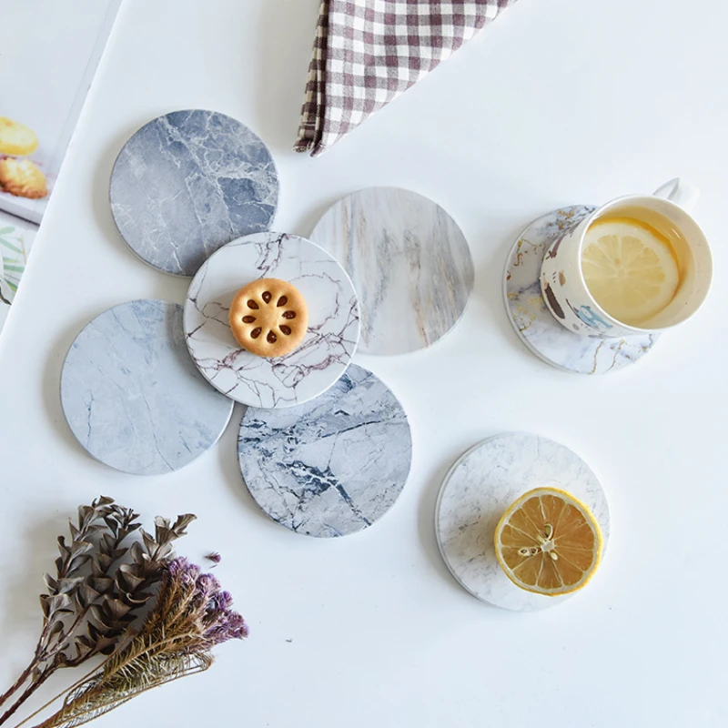 High quality Jewelry Tray Marble Coaster Drink Coffee Cup Mat Easy To Round Tea Pad Table Holder Clean Placemats Gift 