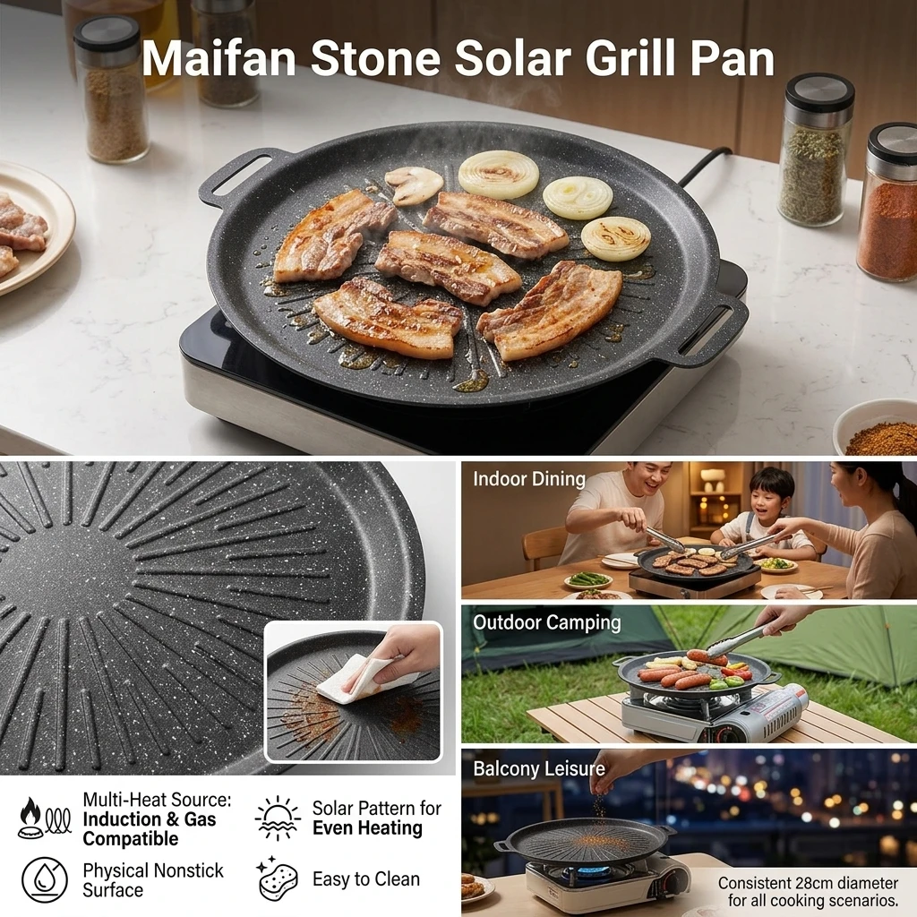 Grill Pan Maifan Stone Nonstic - Camping Cooking Without Gas review and price