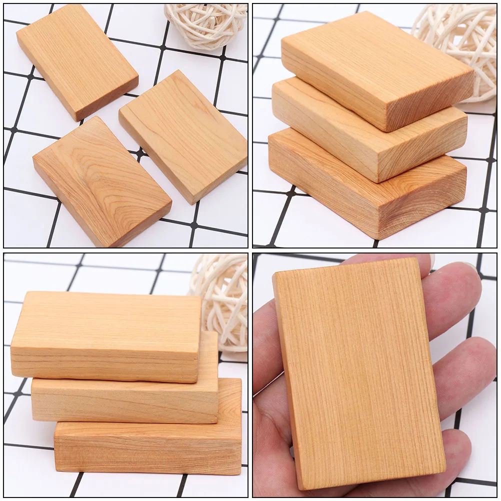 3pcs Rectangular Block Unfinished Solid Wood Craft Material For Diy Painting Carving Sculpture Handicraft Wood Craft Accessory
