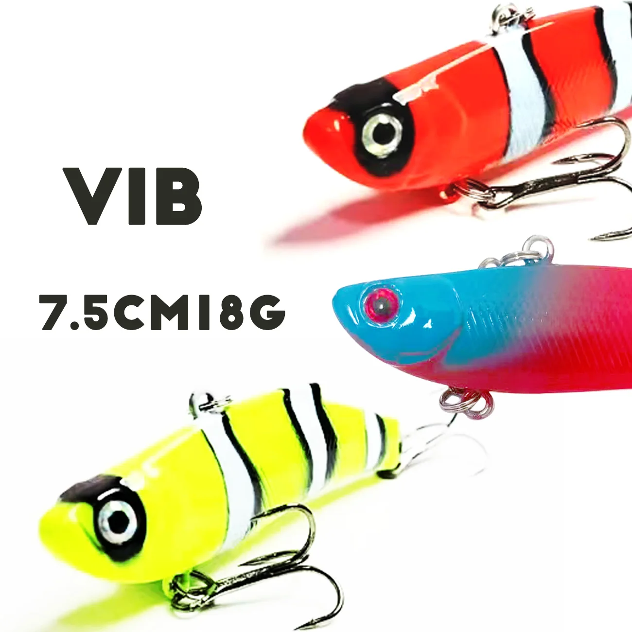 1 PCS Sinking VIB Lures for Fishing 7.5cm 18g Accessories Vibration Bass Baits Winter Fishing Hard Fake Tackles Perch Pike Bass