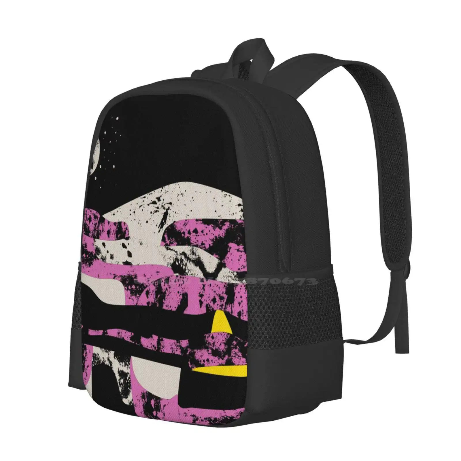 Pink Vibe 2 Hot Sale Schoolbag Backpack Fashion Bags Abstract Art Abstract Landscape Pink And Black Bold Design Graphic Design