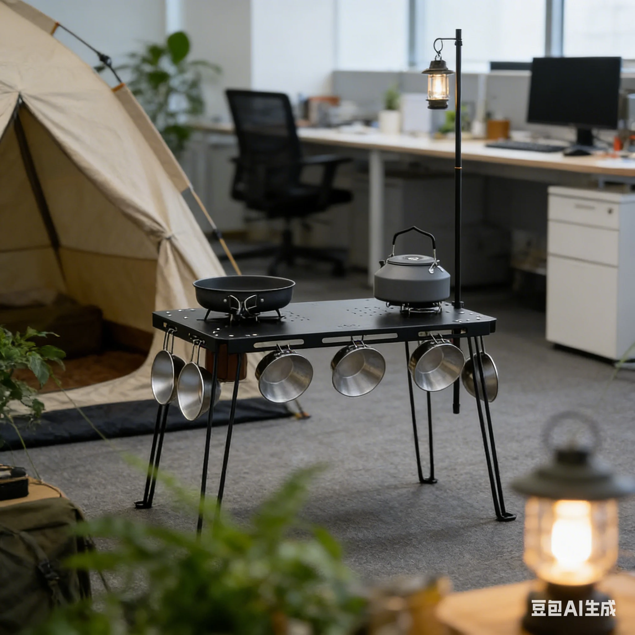 

AOLIVIYA Blackened Style Outdoor Camping Spider Table With Tactical Folding Portable For Beach Picnic Self Driving Tour Adventur