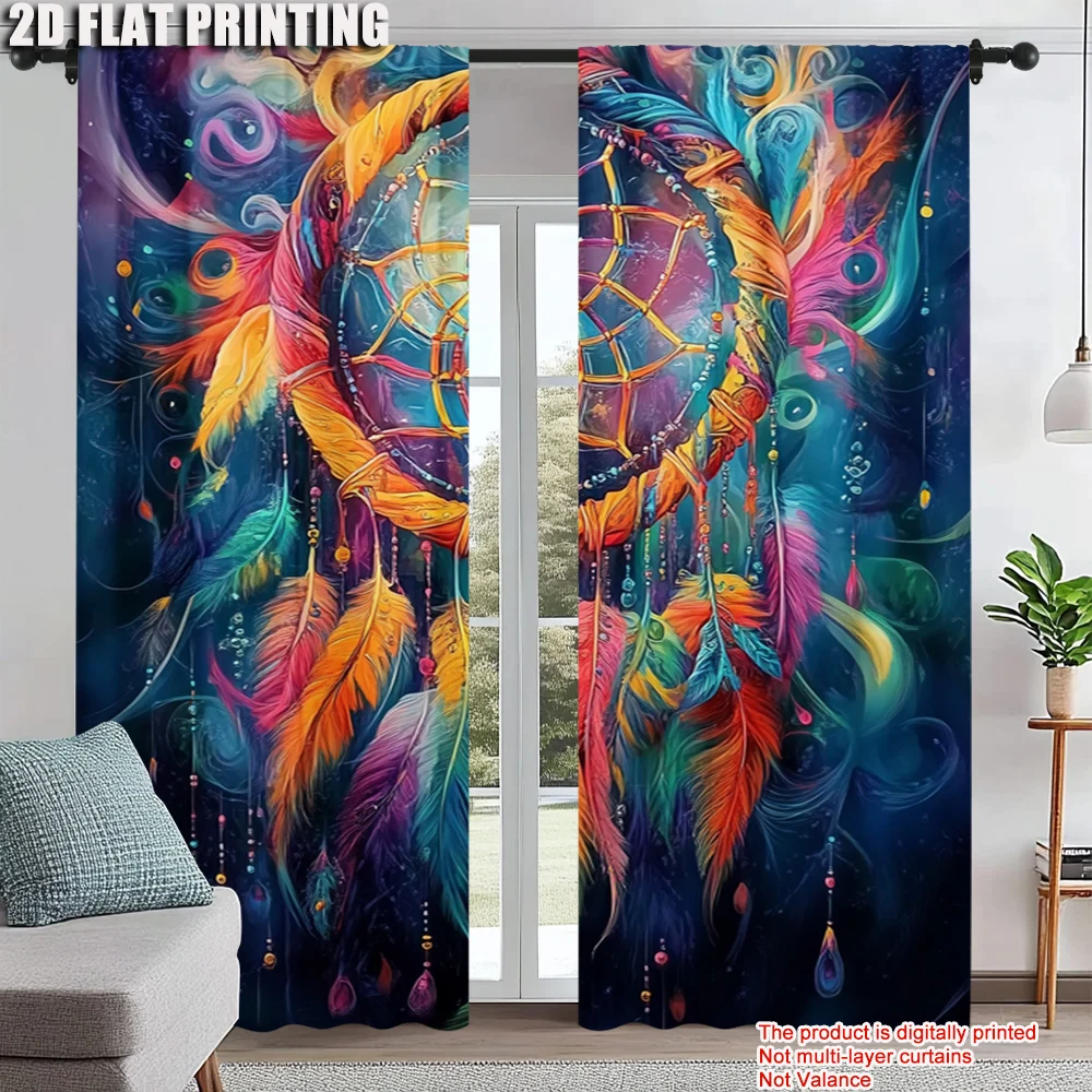 

2pc, Drapes Dreamcatcher feather Versatile Fabric,Without Electricity Holiday Decorations for Indoor Use