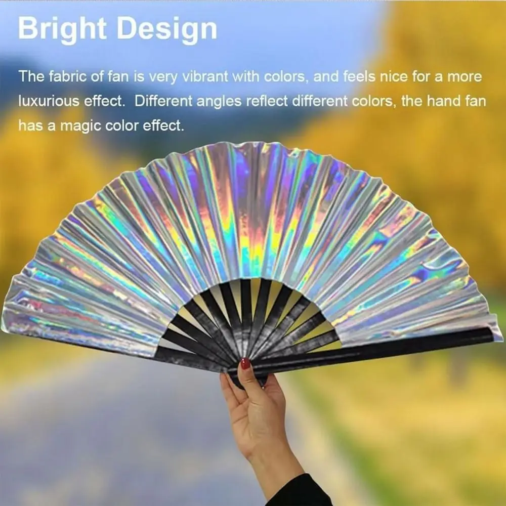 New Foldable Bamboo Fan 64cm Lightweight Clack Clapping Fans Portable PVC Stage Performance Dance for Line Dancing