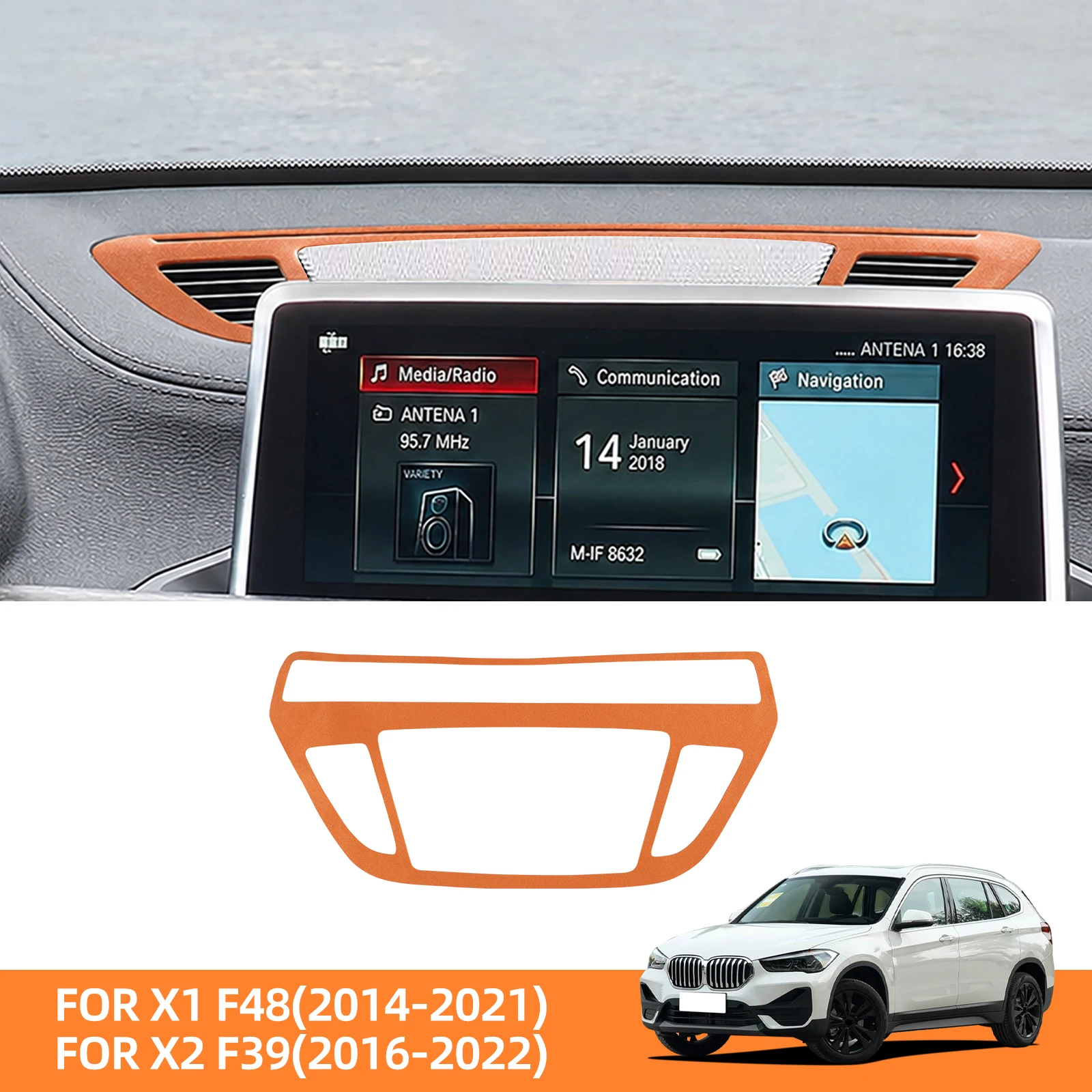 For BMW X1 F48 X2 F39 2016-2022  Suede Dashboard Center Speaker Air Vent Frame Patch Wear Resistant Interior Trim Auto Mod Parts