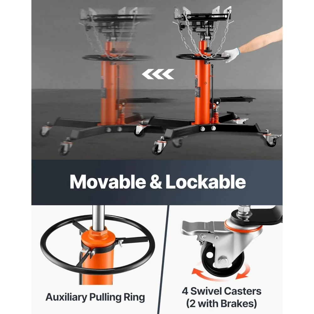 رافعة نقل تلسكوبية هيدروليكية، سعة رفع 32-67 بوصة، سعة 1322 رطل مع دواسة قدم