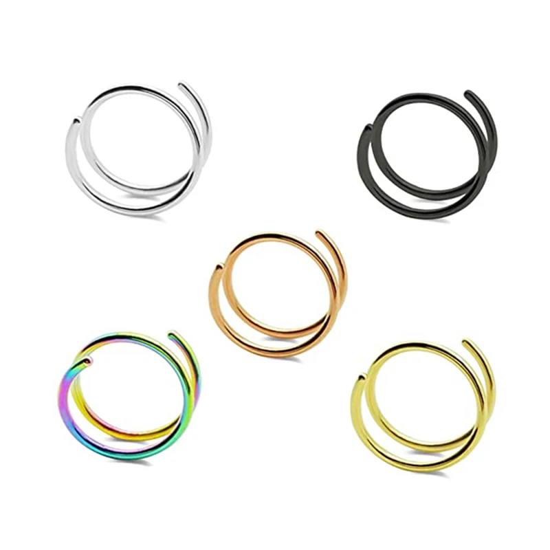 20g hoop nose rings double Twist nose piercing stainless steel nose septum 6 8 10mmm wholesales cheap price