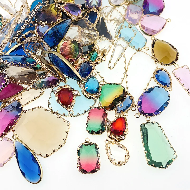 قلادة هندسية شفافة متدلية كريستال ، قلادة تصنعها بنفسك ، صناعة المجوهرات ، قطع السحر بالجملة ، 10 ، 30 ، 50 #3