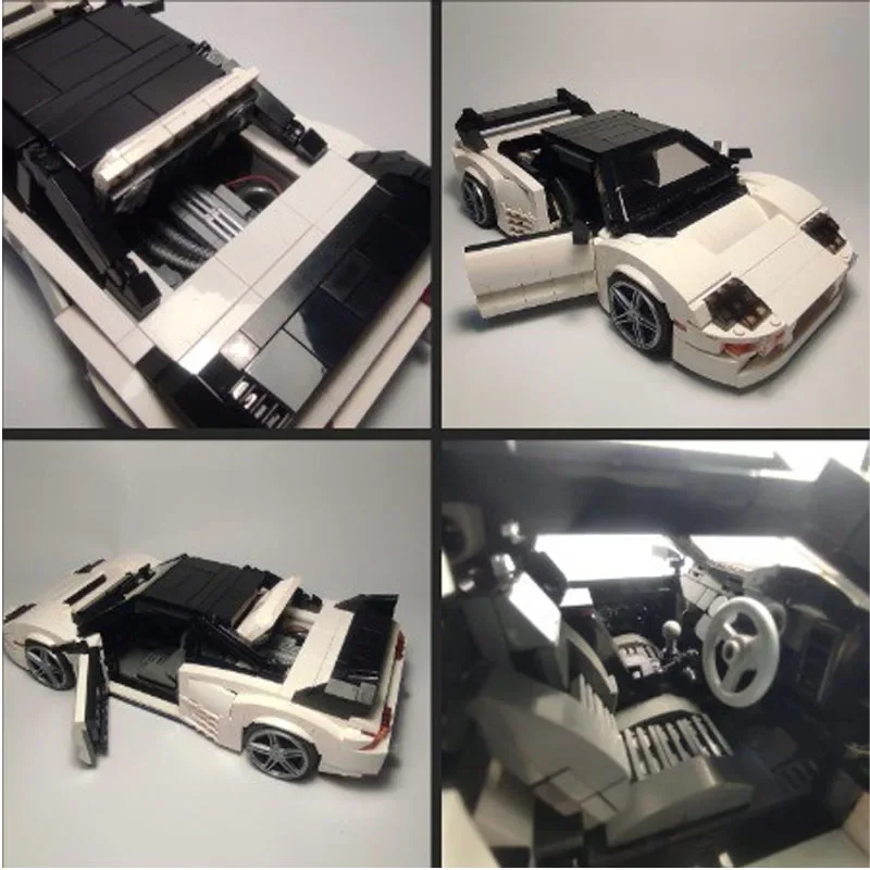 MOC-158120 Nouveau Blanc sourire voiture De Course Nuit De Construction Modèle 1102 Pièces Travailleurs Garçon Enfants Anniversaire décennie s De Construction Jouet Cadeau