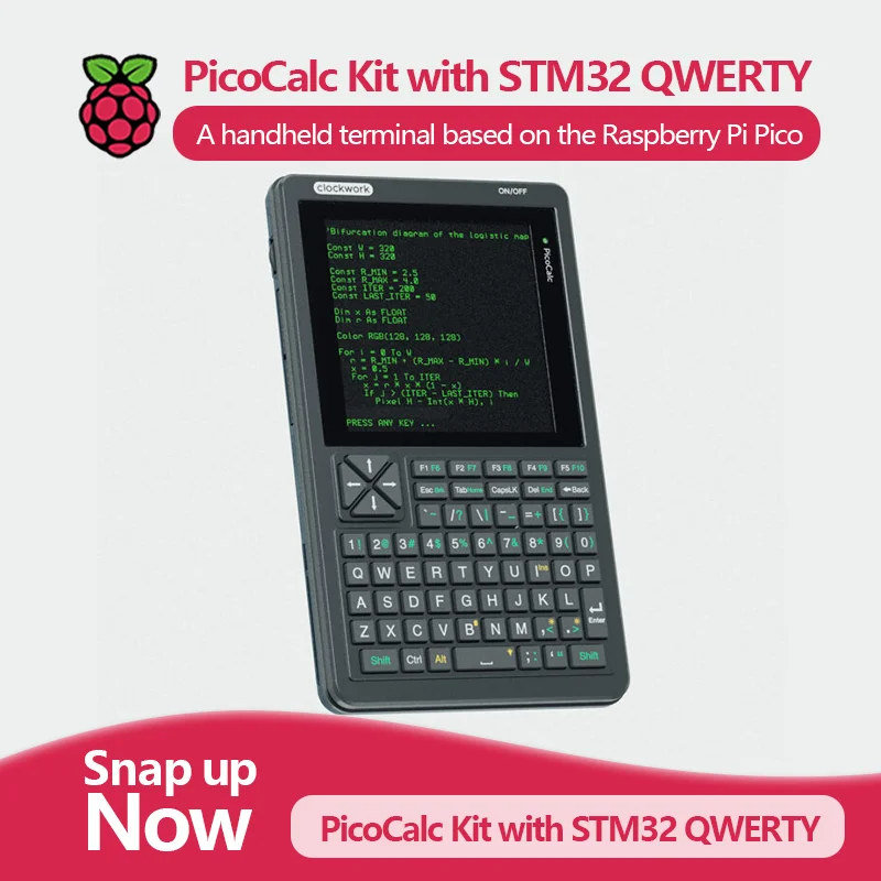 

Комплект PicoCalc, оснащен клавиатурой STM32 QWERTY с подсветкой, портативным терминалом на основе Raspberry Pi Pico.