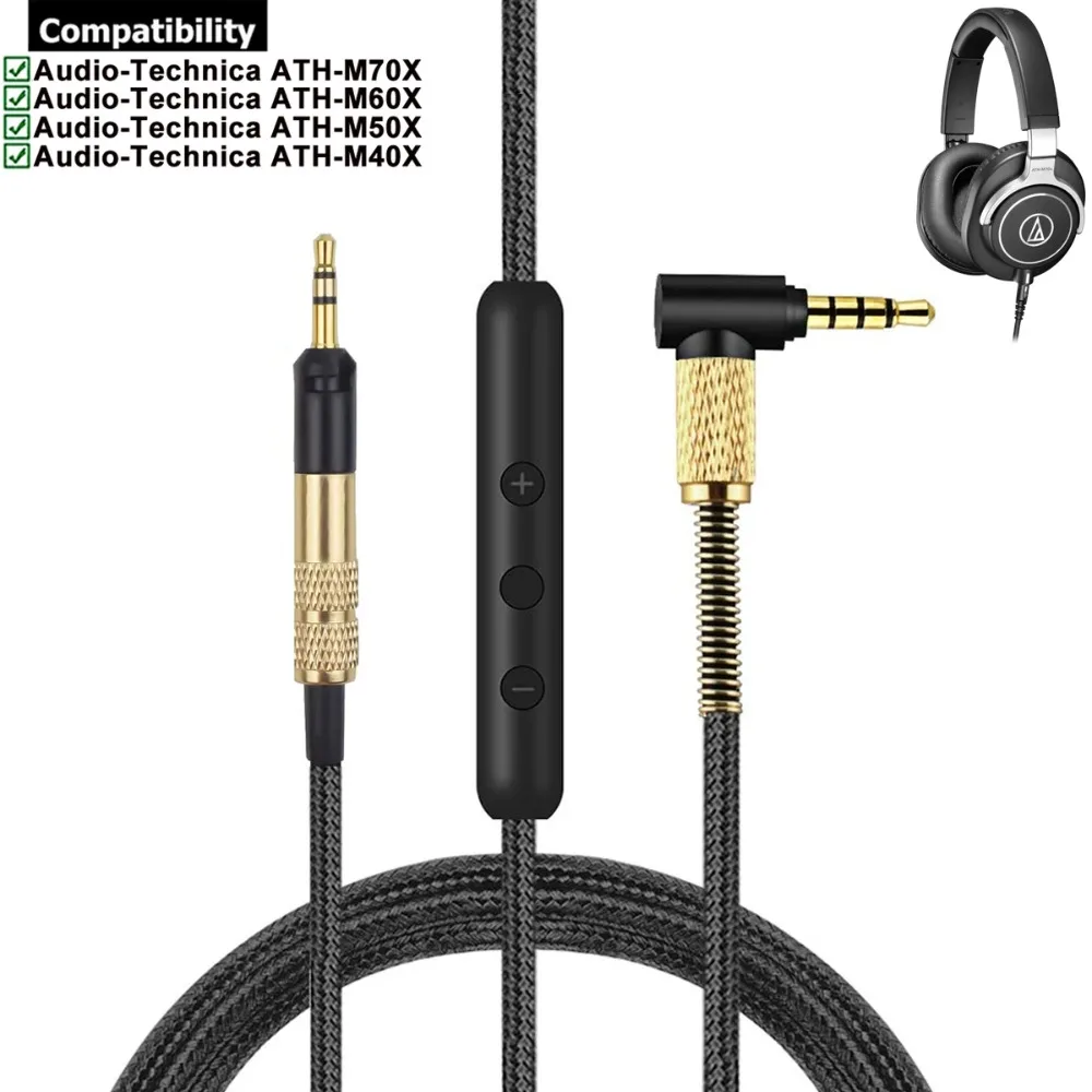Cabo de extensão do cabo de substituição ofc para o áudio technica ATH-M70X ATH-M60X ATH-M50X ATH-M40X ath m70x m60x m50x m40x fones de ouvido