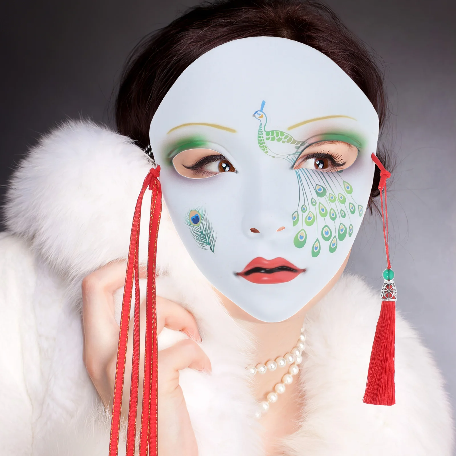 Máscara facial completa estilo chinês festa masquerade halloween cosplay decoração máscara de plástico para adultos feminino festival reunião