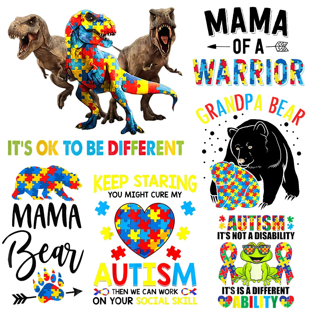 Autistic Stickers Appliques For Clothing Heat Transfer Iron-on Transfers For Clothing Parches Termoadhesivos Para Ropa