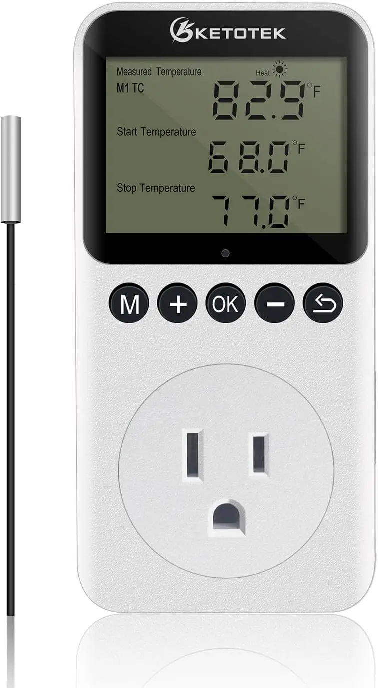 

Digital Temperature Controller Outlet Thermostat Plug for Heating Cooling with Timer Sensor
