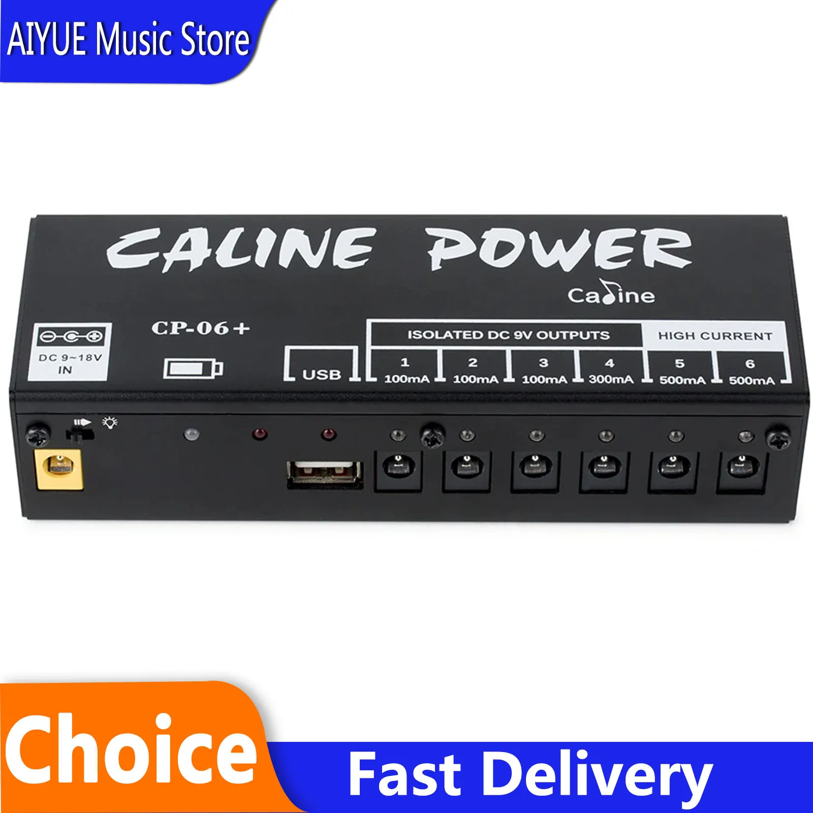 Caline CP-06+ Guitar Effect Pedal Power Supply 6 Independent Outputs  Anti-Interference Noise Provides Guitar Accessories