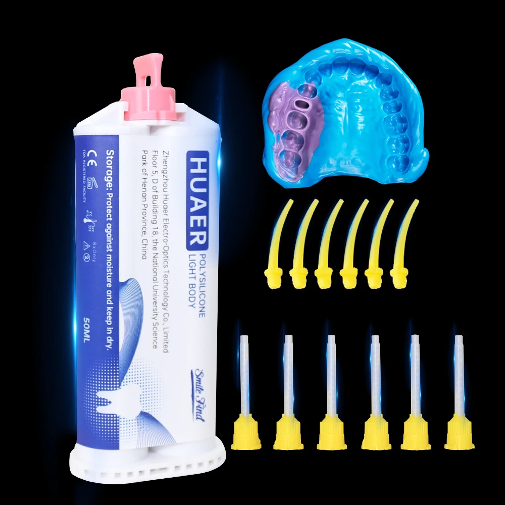 luxsmile Dental Silicone Impression Material Light Body Disposable Impression Mixing Tips Tubes Yellow Intraoral Tip