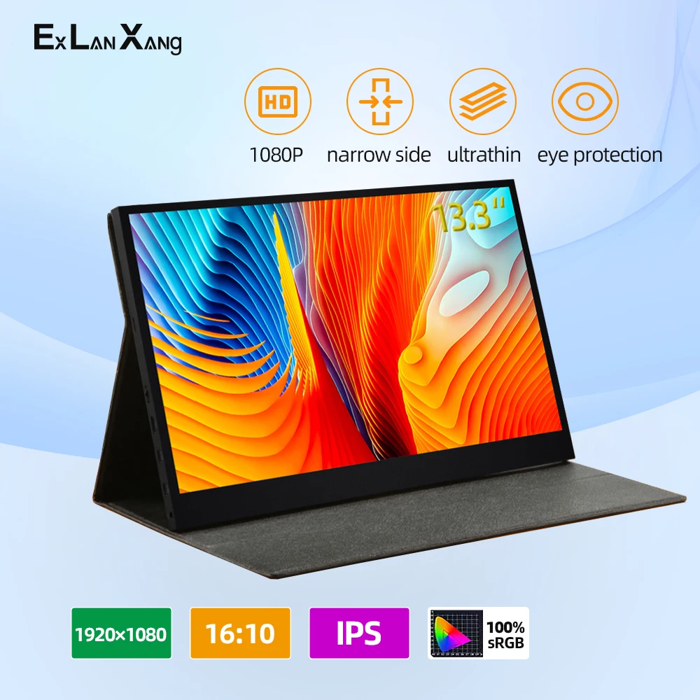 

Лидер продаж, 13,3-дюймовый 1920x1080 IPS FHD ЖК-экран с HDMI USB-входом, тонкий игровой портативный монитор, рождественский подарок