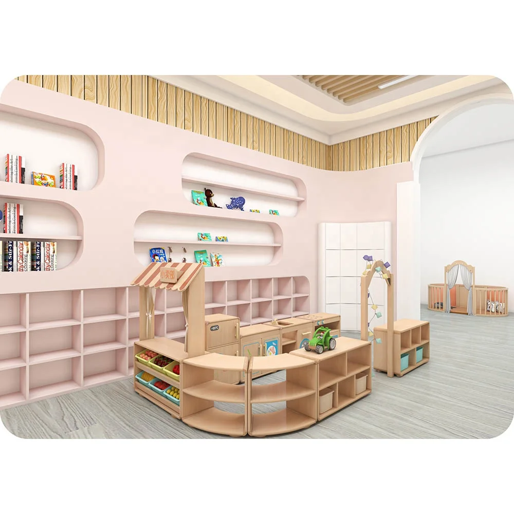 

School Furniture Student Desk and Chair Wooden Playground Equipment for Kindergarten Children Daycare