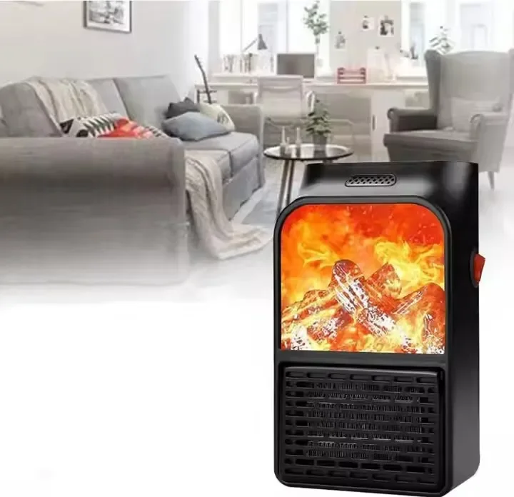 LED display portable, plug-in wall heater mini modern real flame effect fireplace built-in electric heater