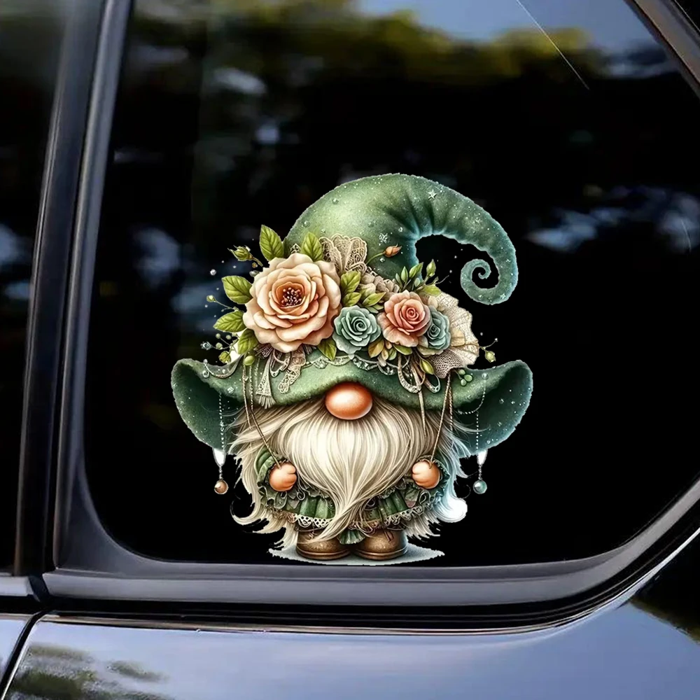 15cm Whimsical Flower Dwarf Waterproof Car Decorative Decal, Suitable for Cars, Laptops, Bumpers, Glass Window Sticker